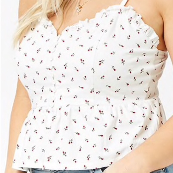 Plus size Floral ruffle top - Picture 2 of 4